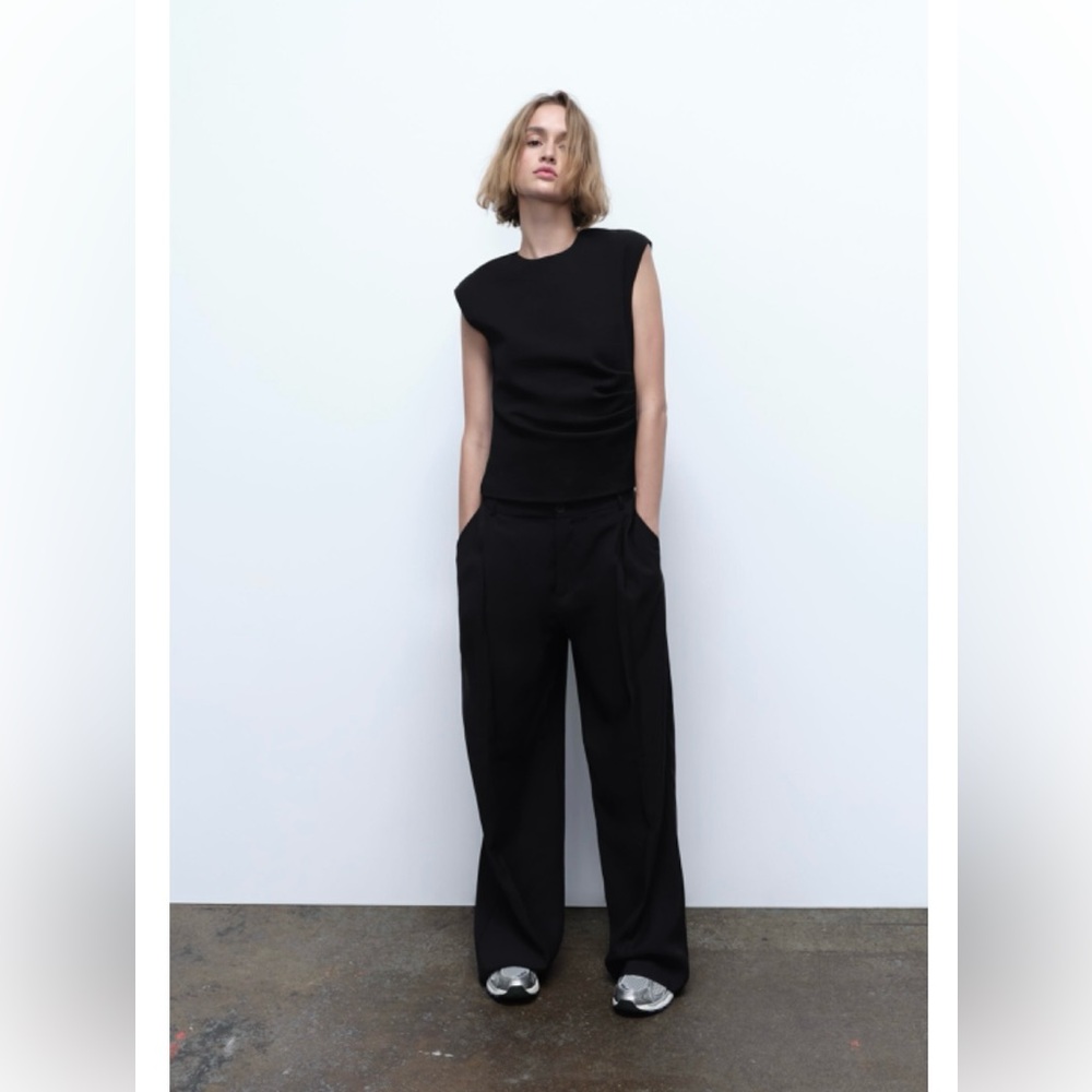 ZARA RUCHED INTERLOCK TOP M